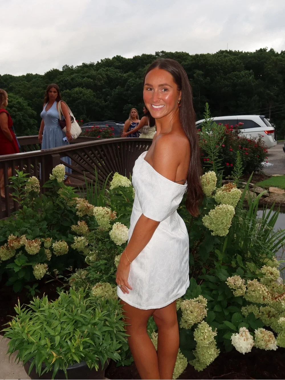 Hello Molly White Strapless Mini Dress with Bow Neckline